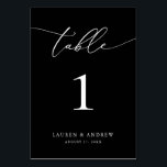 Black and White Minimalist Wedding | Event Custom Table Number<br><div class="desc">(**PLEASE NOTE: To order,  simply adjust your table number (and name/date) and add each number to your cart separately. Then check out once you are finished.) Beautiful,  elegant,  modern and minimalist,  table number card. Fully customisable with your names (or Event Name) and Date.</div>