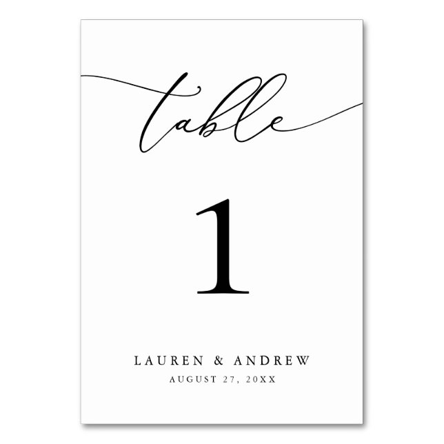 Black and White Minimalist Wedding | Event Custom  Table Number (Front)