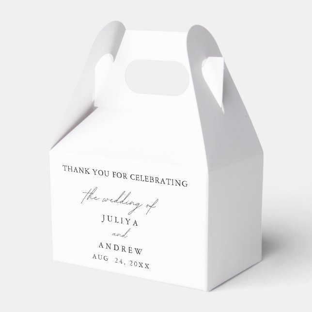 Black and white minimalist wedding favour box (Front Side)