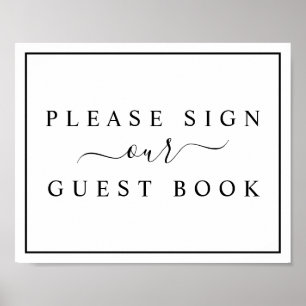 Black and White Minimalist Wedding Guest Book Sign