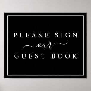 Black and White Minimalist Wedding Guest Book Sign