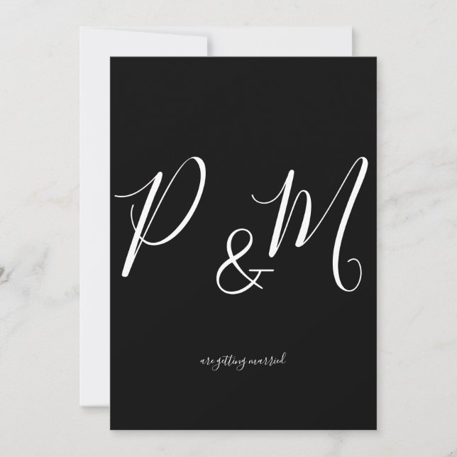 Black and White Minimalist Wedding Invitation (Front)