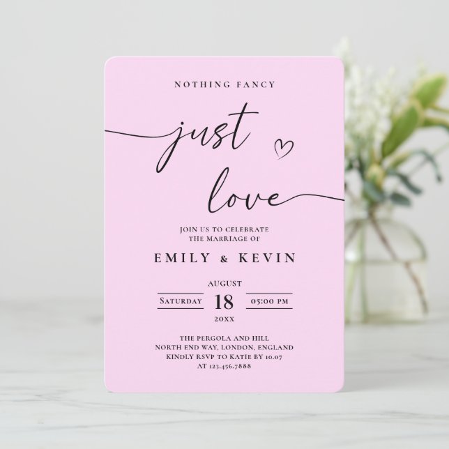 Black And White Minimalist Wedding  Invitation (Standing Front)