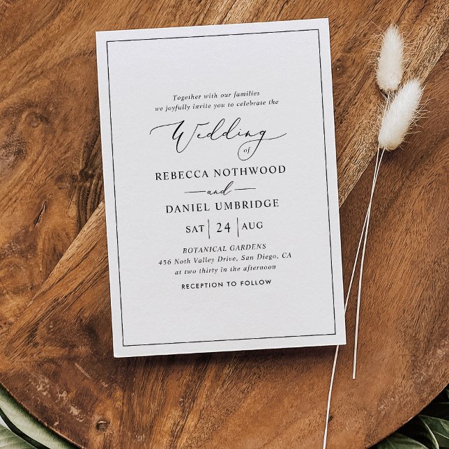 Black and White Minimalist Wedding  Invitation (Creator Uploaded)