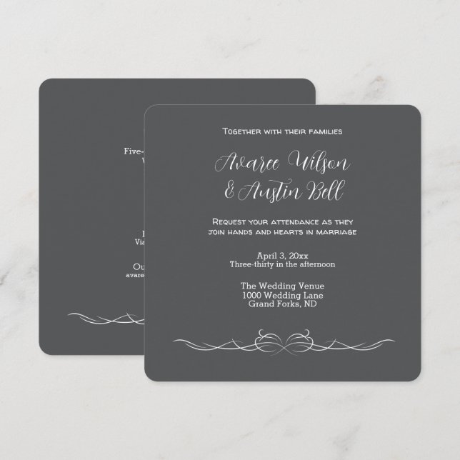 Black and White Minimalist Wedding  Invitation (Front/Back)