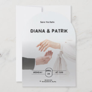 Black and White Minimalist Wedding Invitation 