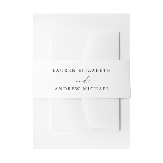 Black and White Minimalist Wedding Invitation Invitation Belly Band (Front Example)