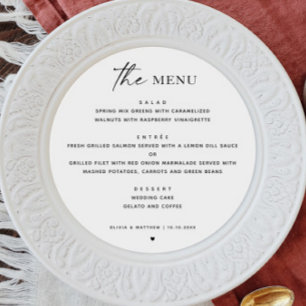 Black and White Minimalist Wedding Modern Round Menu