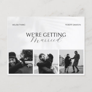 Black and white minimalist wedding photo postcard