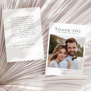 Black and White Minimalist Wedding Photo Thank You Card