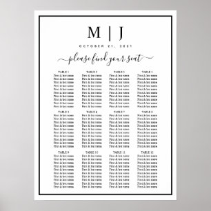 Black and White Minimalist Wedding Seating Chart