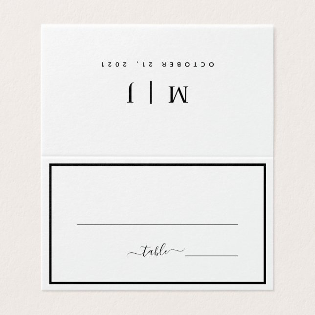 Black and White Minimalist Wedding Table Card (Outside Unfolded)