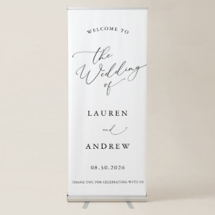 Black and White Minimalist Welcome to Our Wedding Retractable Banner