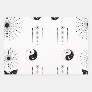 Black and white minimalist wrap wrapping paper sheet