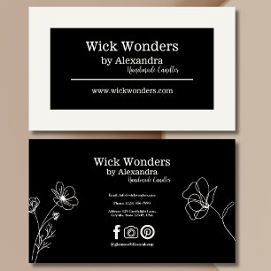 Black and White  Minimalistic Candle Making Business Card