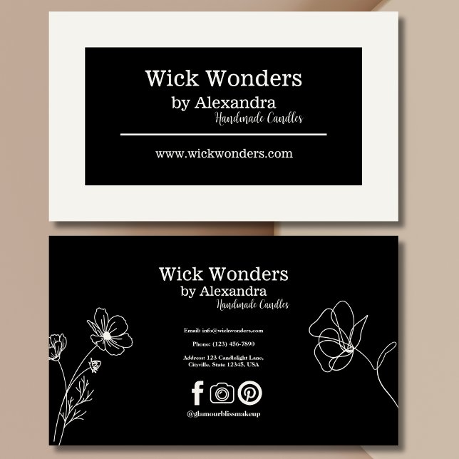 Black and White  Minimalistic Candle Making Business Card (Creator Uploaded)
