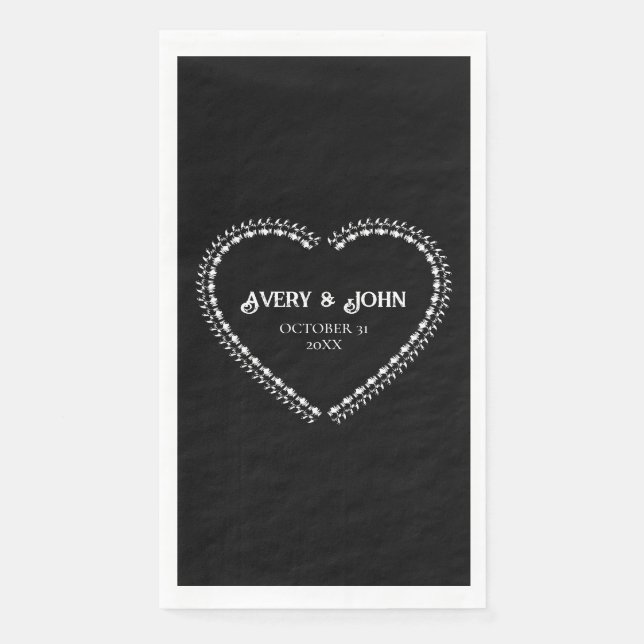 Black and White Minimalistic Gothic Wedding Napkin (Front)