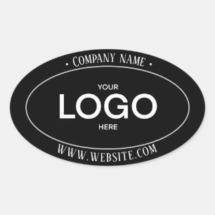 Black and white minimalistic modern logo oval sticker