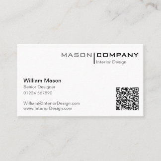 Black and White Minimalistic QR Code Business Card