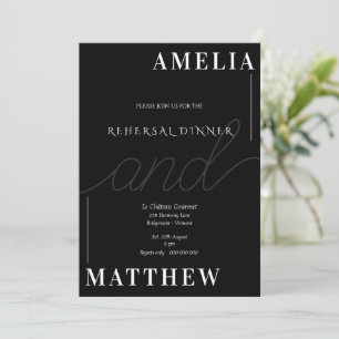 Black and White Minimalistic Rehersal Invitaton Invitation