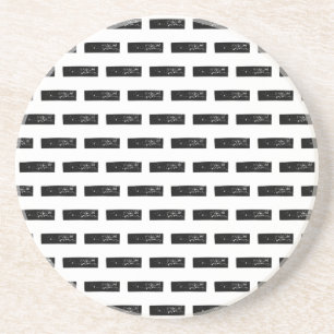 Black and White "Minus" Math Symbol Lino Cut Coaster