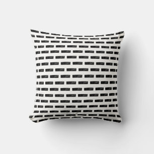 Black and White "Minus" Math Symbol Lino Cut Cushion