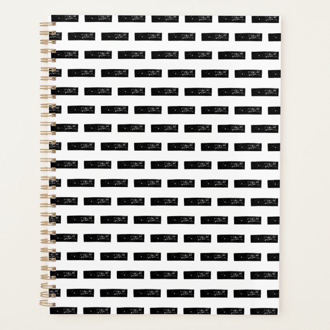 Black and White "Minus" Math Symbol Lino Cut Planner (Front)