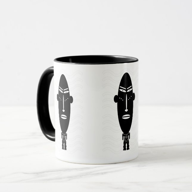 Black and White Modern Abstract face Art Mug (Front Left)
