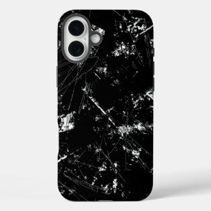 Black and White Modern Abstract Scratch Texture iPhone 16 Plus Case