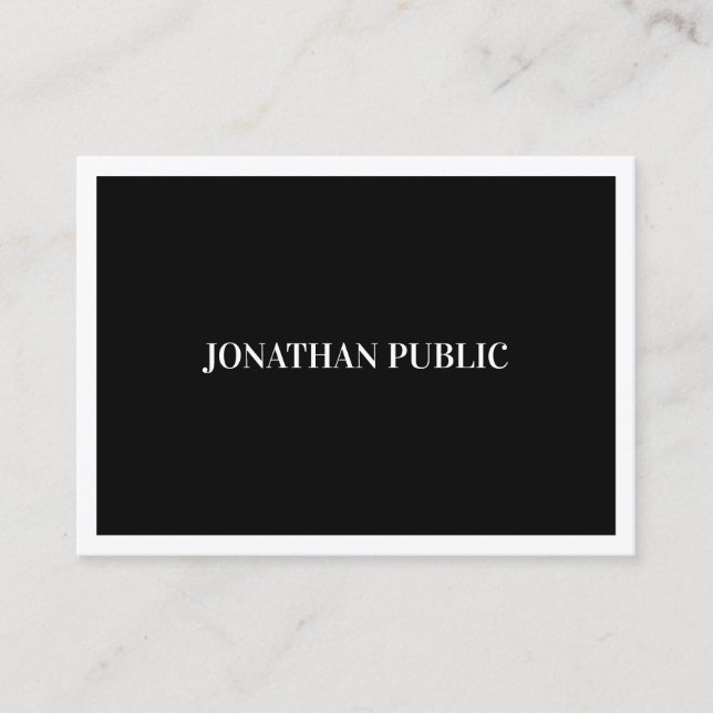 Black And White Modern B&W Elegant Minimalist Business Card (Front)