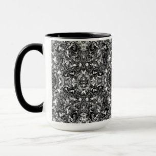 BLACK AND WHITE MODERN BAROQUE ORNAMENTAL  MUG