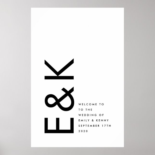 Black and White Modern Bold Big Monogram Simple Poster (Front)