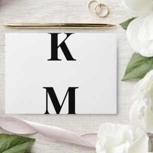 Black and White Modern Bold Monogram Wedding Envelope