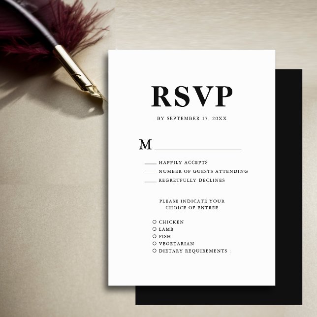 Black and White Modern Bold Monogram Wedding RSVP Card (Creator Uploaded)