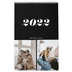 black and white modern bold typography simple calendar