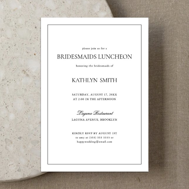 Black and White Modern Border Bridesmaids Luncheon Invitation (Creator Uploaded)