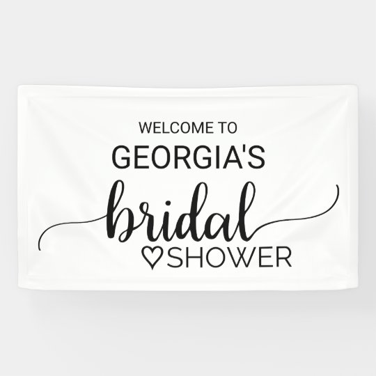 Black and White Modern Calligraphy Bridal Shower Banner