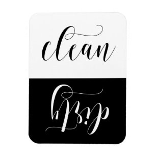 Black and White Modern Calligraphy Dishwasher Magnet