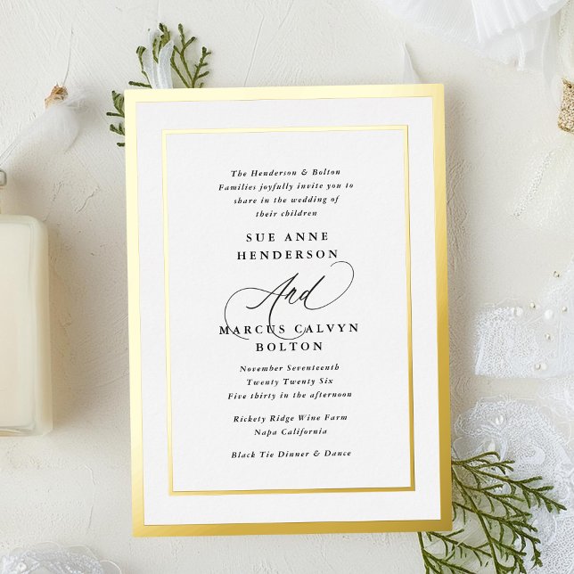 Black and White Modern Calligraphy Foil Wedding (Creator Uploaded)