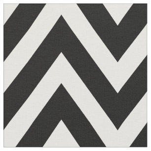 Black and White Modern Chevron Large Scale Fabric