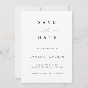 Black and White Modern Classic Save the Date Invitation