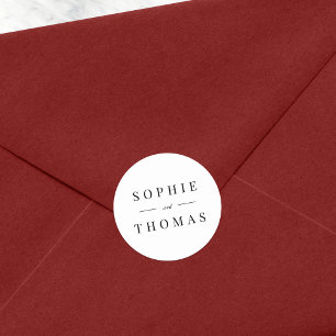 Black and White Modern Classic Wedding Classic Round Sticker