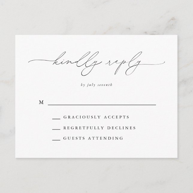 Black and White Modern Classic Wedding RSVP Postcard (Front)