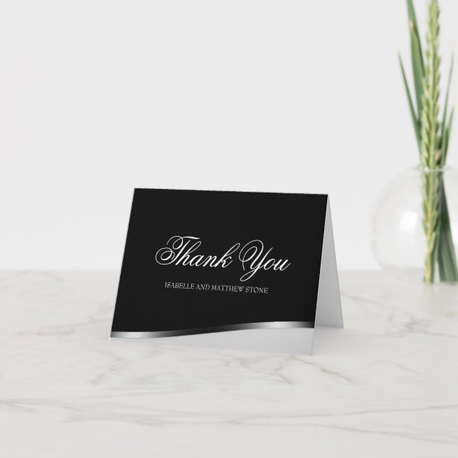 Black and White Modern Couple's Thank You Notes (Front)