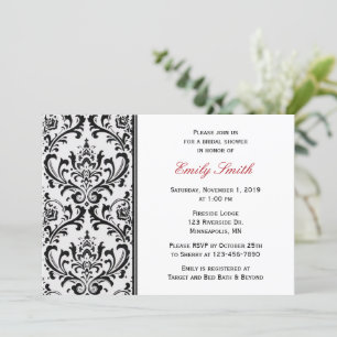 Black and White Modern Damask Bridal Shower Invitation