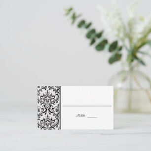 Black and White Modern Damask   Wedding Place Card