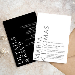 Black and White Modern Details RSVP Wedding  Invitation