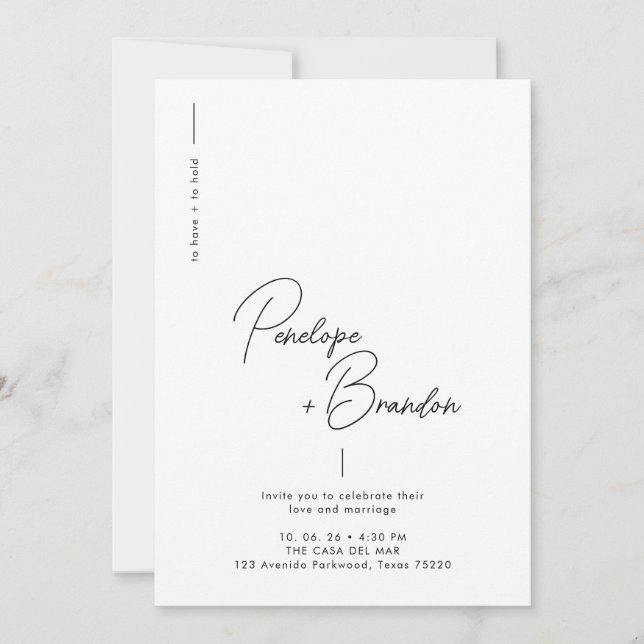 Black and White Modern Elegance Wedding Invitation (Front)