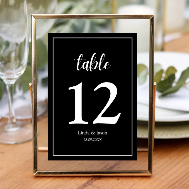 Black and White Modern Elegance Wedding  Table Number (Creator Uploaded)