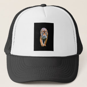 Black And White Modern Elegant Pop Art Tiger Trucker Hat
